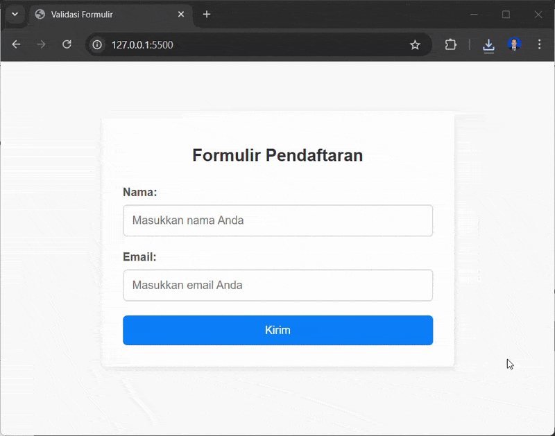 Preview Validasi Formulir