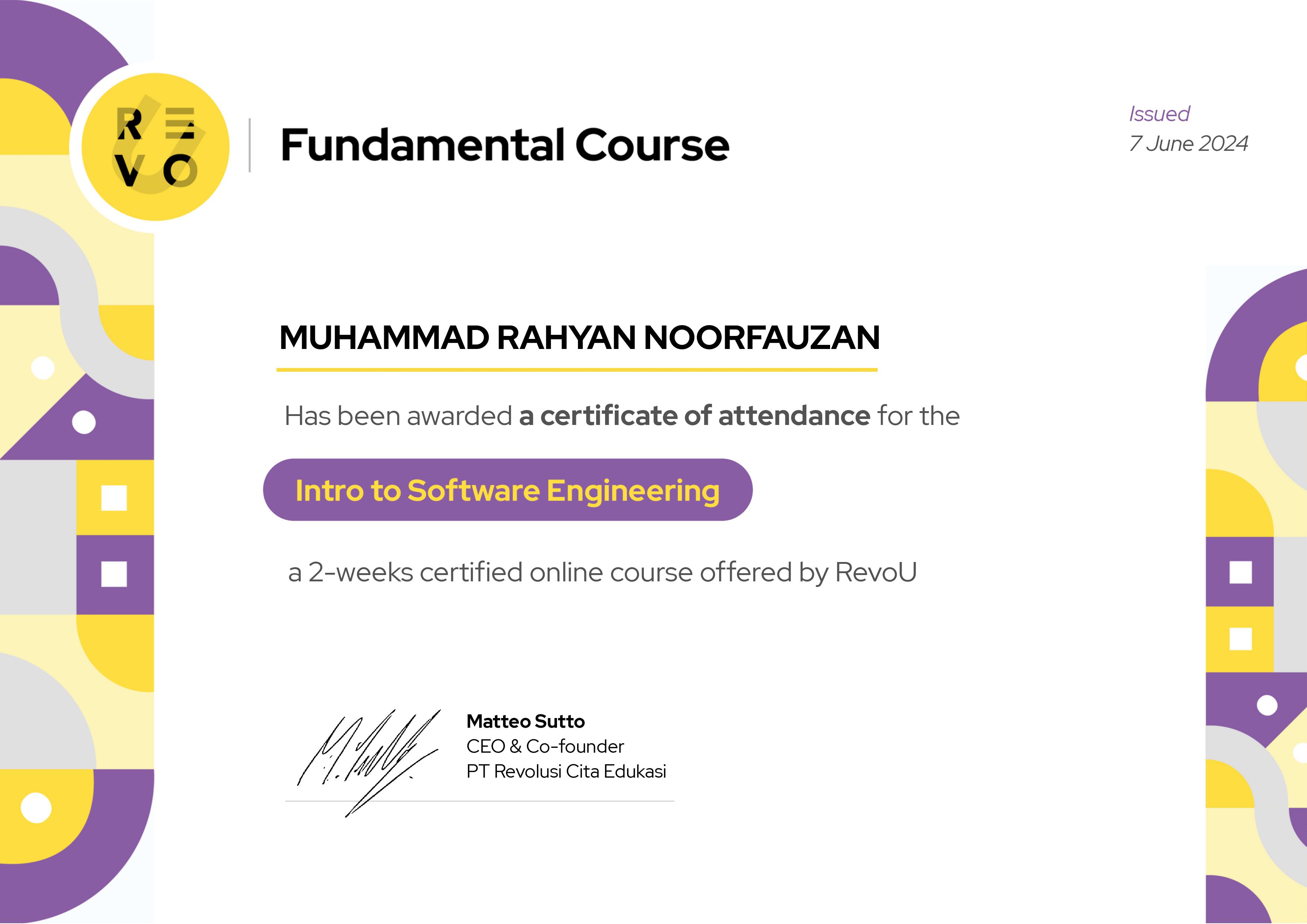 RevoU Fundamental Course Software Engineering